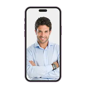 Emily Rivera, smiling confidently holding her book inside a phone screen.